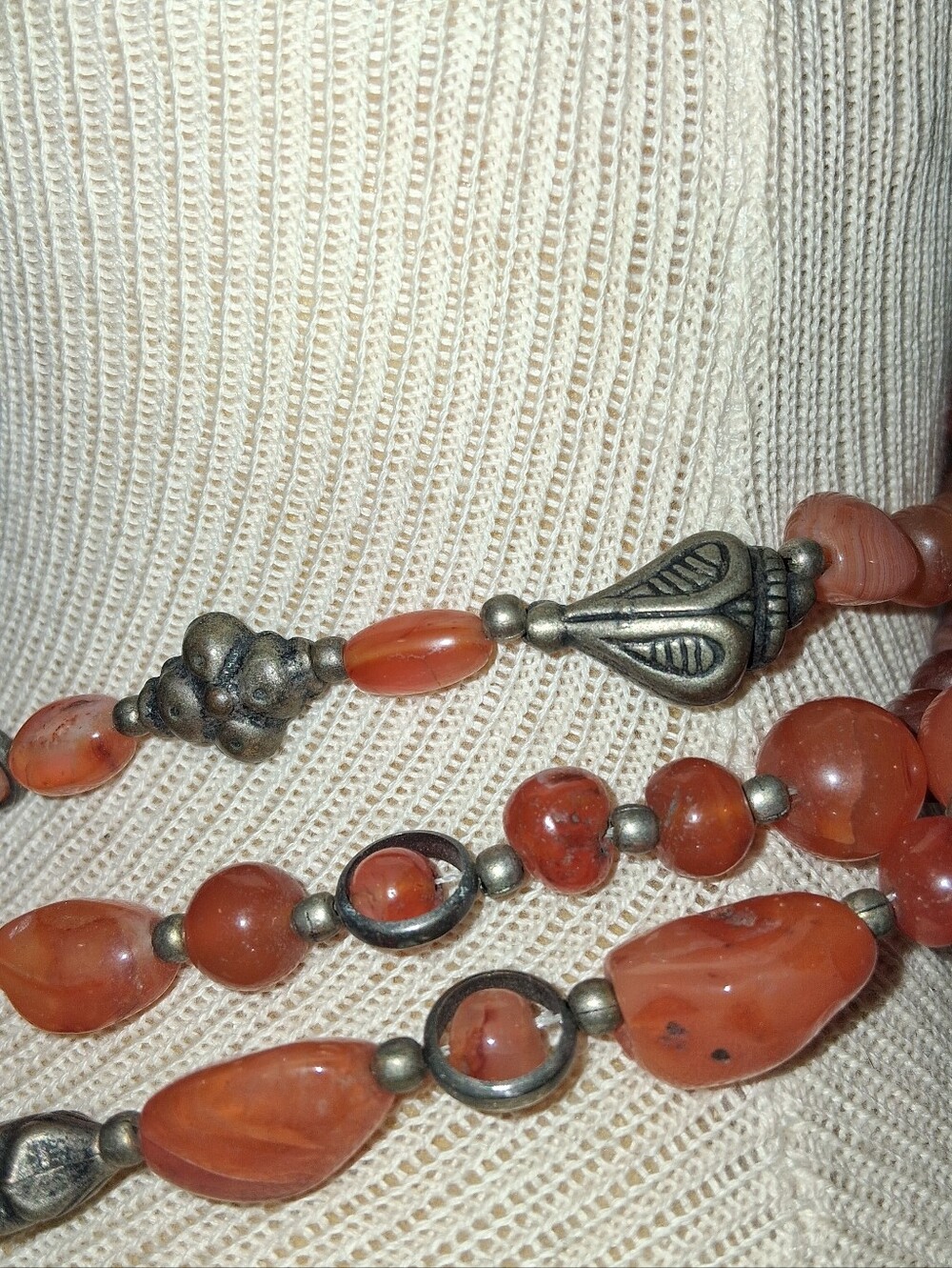 Vintage Multi-Strand Carnelian & Silver Necklace - Picture 8 of 8